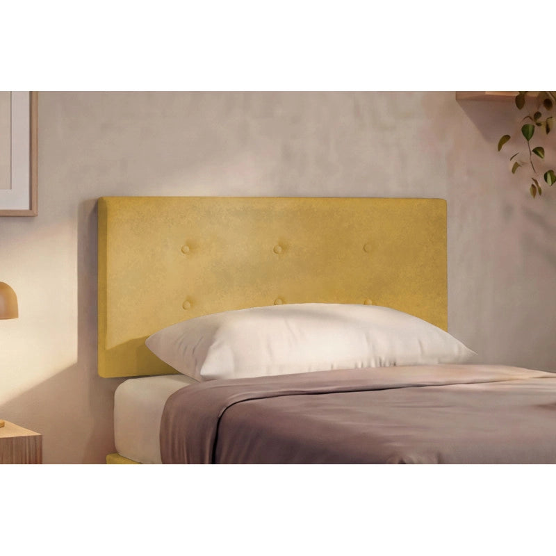 Letto imbottito Piazza e mezzo 120x200 cm Button - Con rete,Microfibra,Ocra