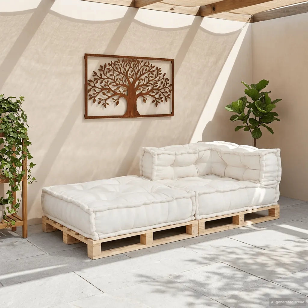 Divano Componibile-Sofa Modulare-Divanetto Crema 70x70x54 in Tessuto 381867