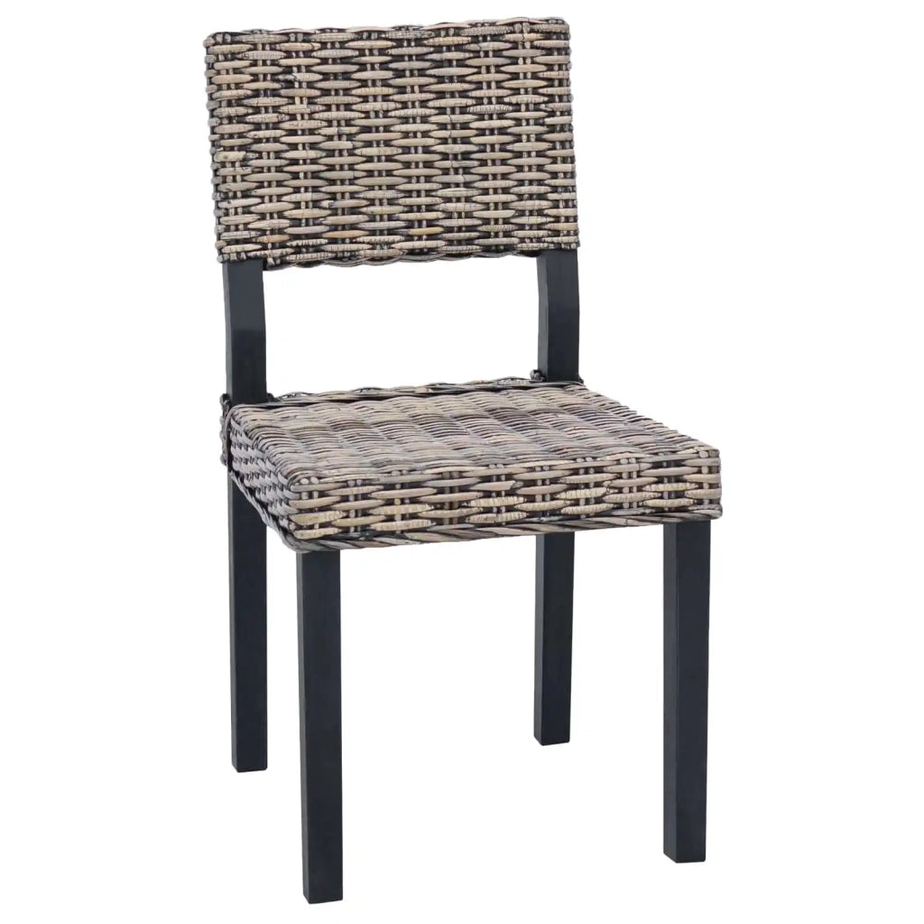 Sedia da pranzo 2 pcs Nero Lavato 46 x 55 x 84 cm Rattan Kubu