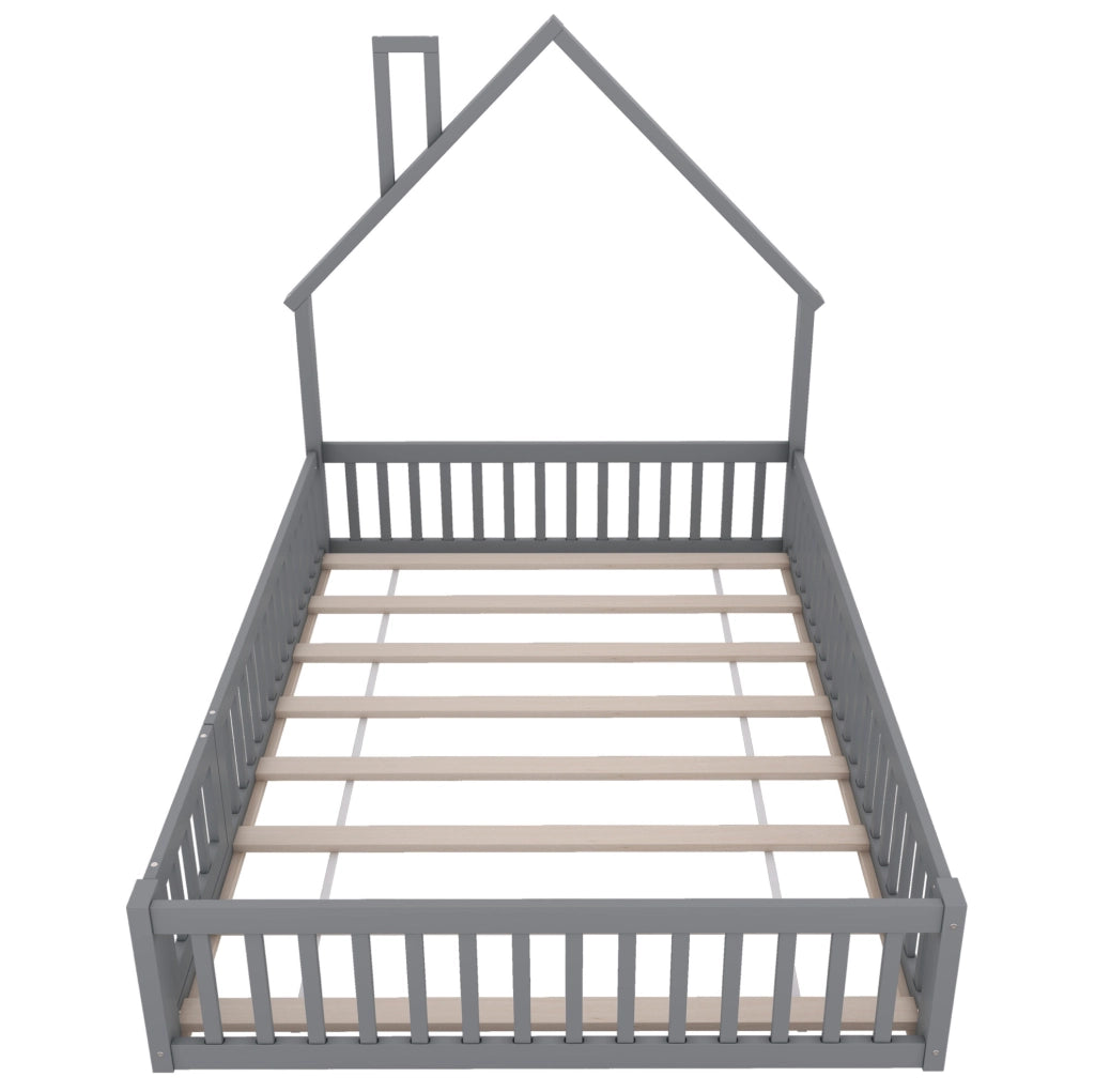 Letto per bambini 140x200 cm camino creativo; pino e MDF; grigio (Senza materasso)