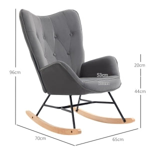 Poltrona a dondolo in poliestere con schienale alto e struttura stabile, grigio scuro 65 × 70 × 96 cm