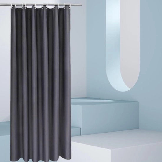 Douchegordijn bianco piccolo antischimato impermeabile lavabile tessuto - 120 x 200 cm grigio scuro - Incluso 8 anelli per douchegordijn