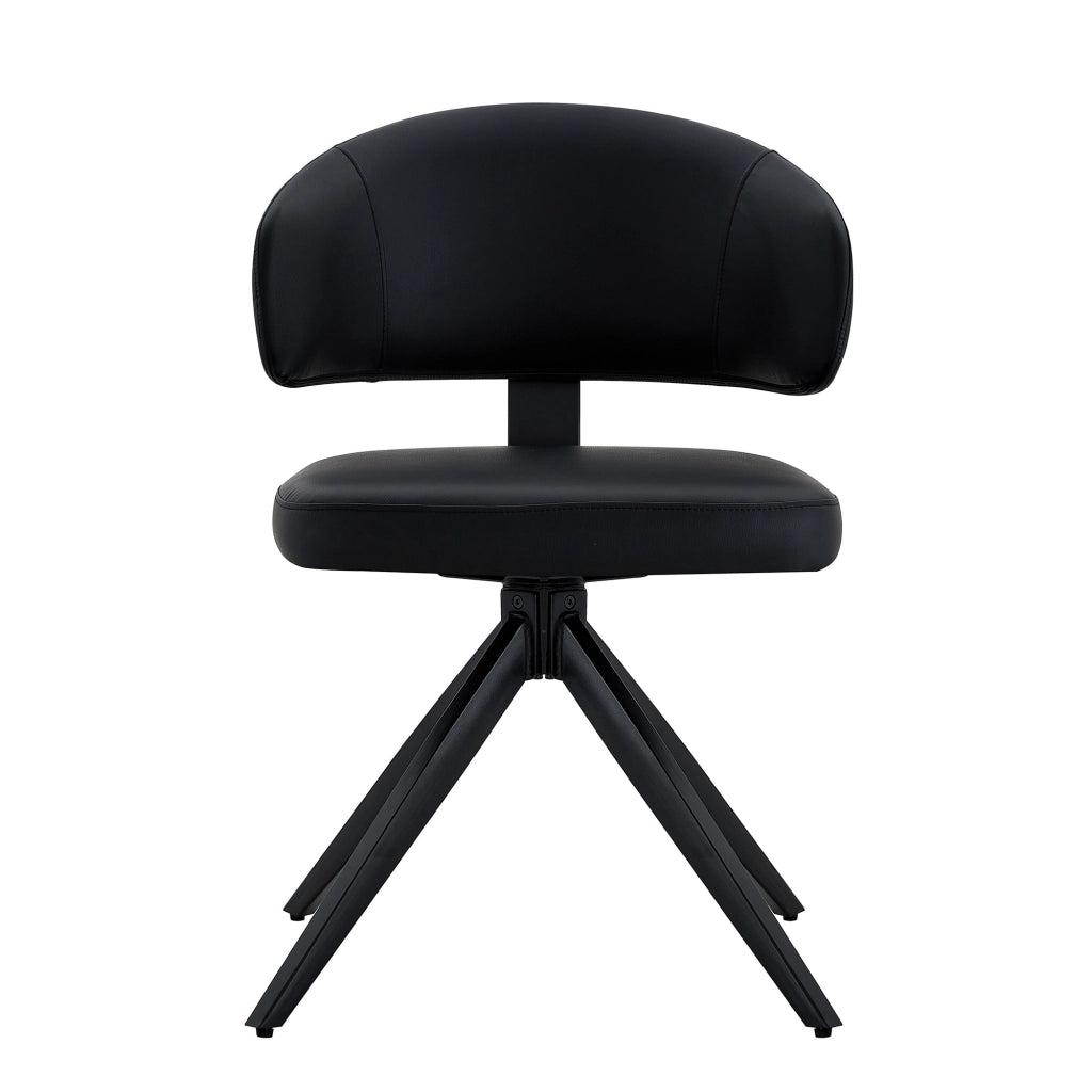 Set di 2 sedie da pranzo girevoli in PU nero con struttura in metallo
