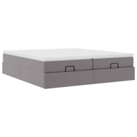 Struttura Letto Pouf con Materassi Grigio 200x200 cm Similpelle