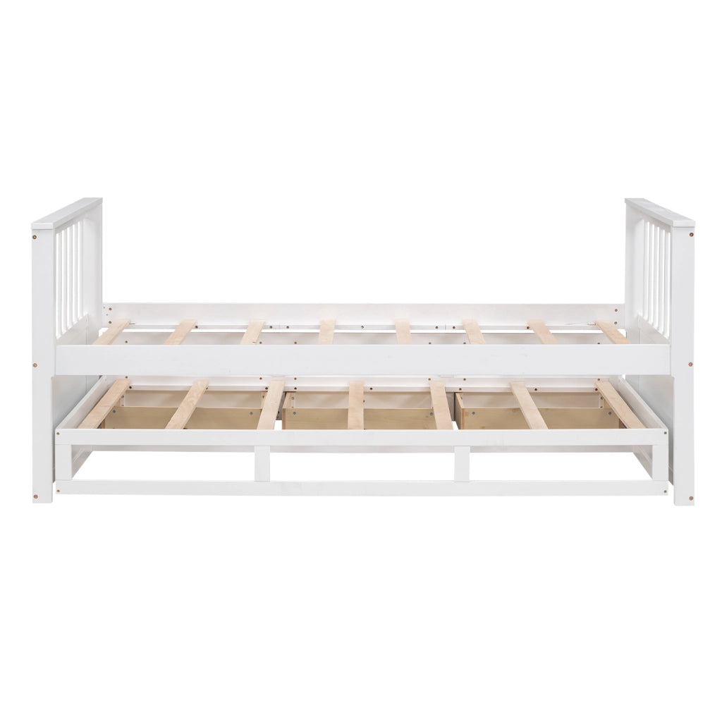 Letto singolo con estrazione e tre cassetti in pino bianco 90x200 cm