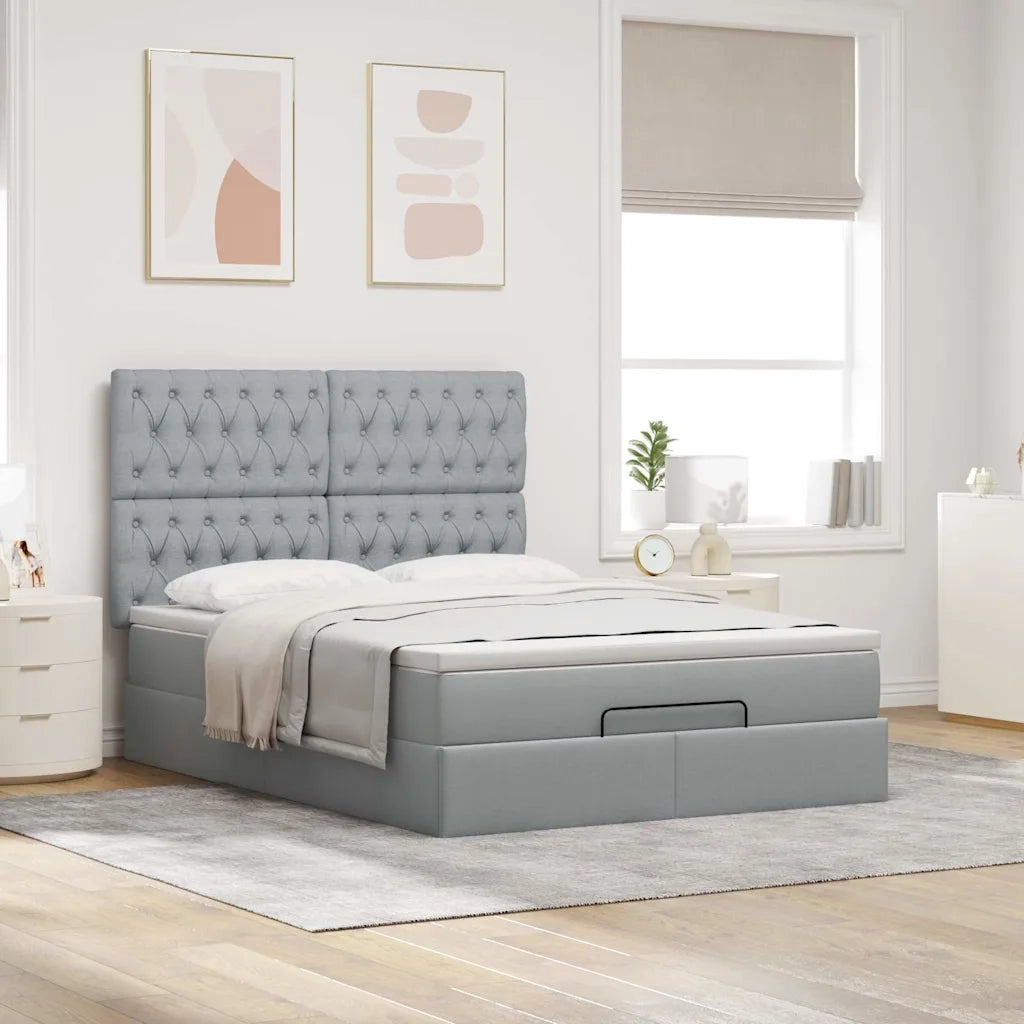 Struttura Letto Pouf con Materasso 140x200 cm in Tessuto 3314093