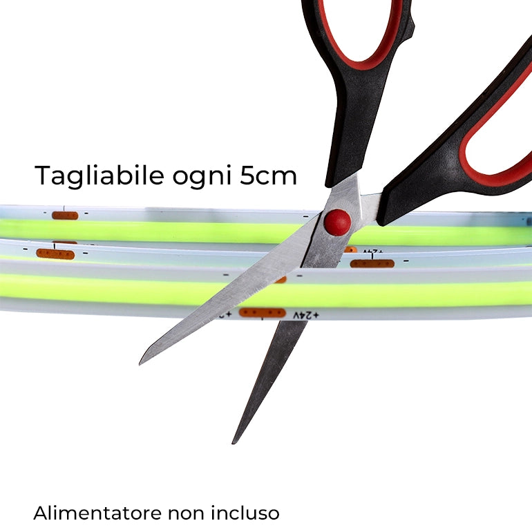 STRISCIA LED COB 5M TAGLIABILE LUCE VERDE A 24V - ALTA LUMINOSITA' FLESSIBILE E TAGLIABILE