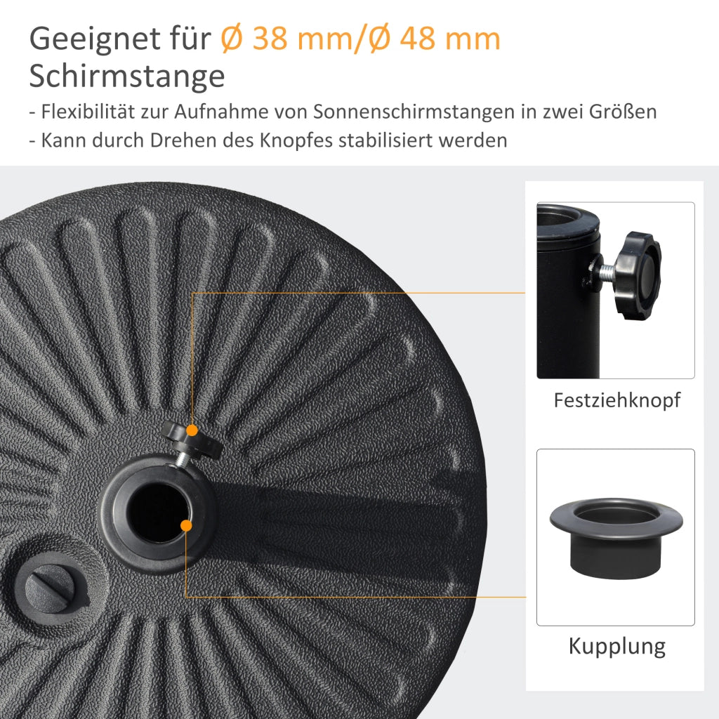Base per ombrellone 22 kg ¨C zephmum ¨C rotonda, per diametro 38/48 mm, nero
