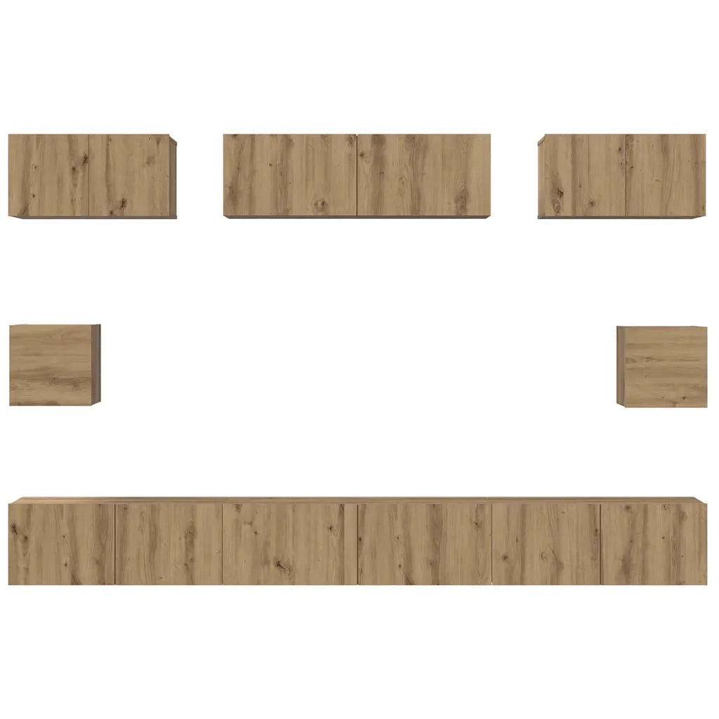 vidaXL Set di mobili TV 8 pcs rovere artigianale Legno multistrato