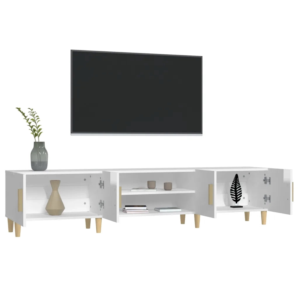 Mobile Porta TV-Mobile per TV-Credenza TV Bianco Lucido 180x31,5x40 cm Legno Multistrato 520402