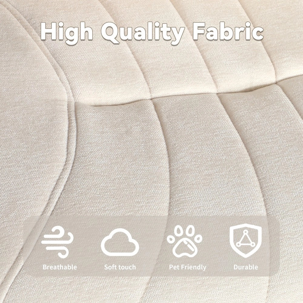 Sedia da Ufficio Girevole con Poggiapiedi e Braccioli ¨C MINIMAL ¨C Beige, Regolabile in Altezza