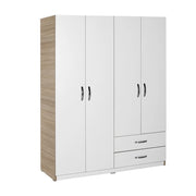 Armadio 4 ante e 2 cassetti 120x170x40 TPGR422023 colore bianco e rovere