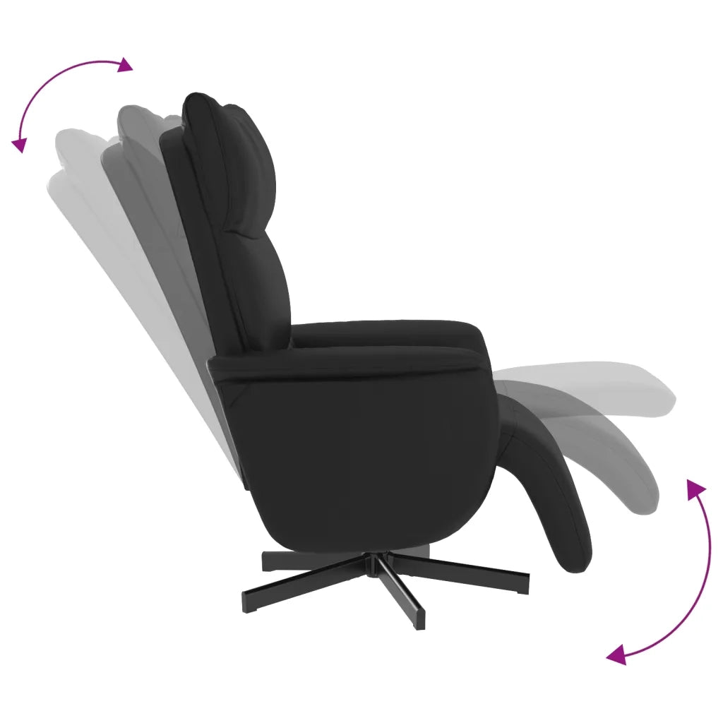 Divano Sedia-Poltrona Reclinabile con Poggiapiedi Nera in Similpelle 473928