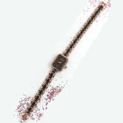 Trade Shop - Orologio Polso Yaki Donna Analogico Quarzo Acciaio Moda Oro Rosa Nero Bracciale -