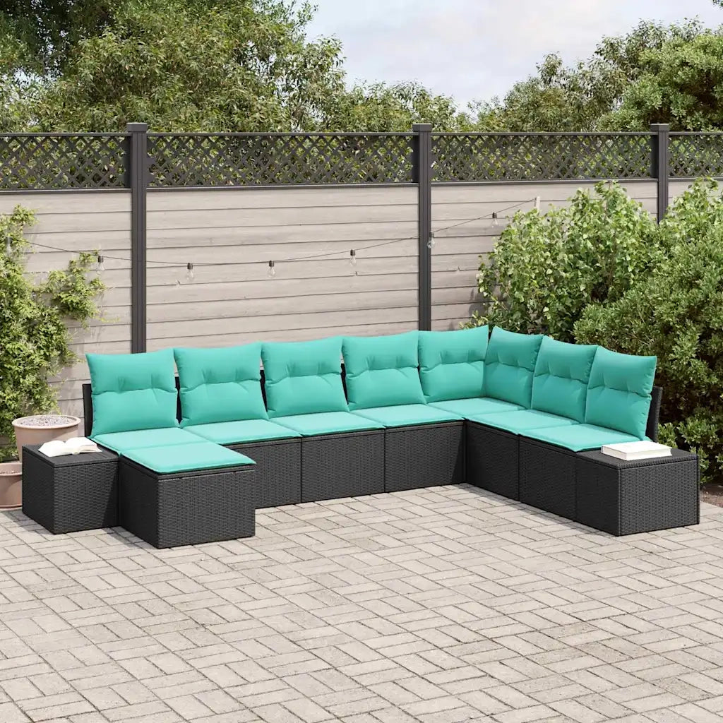 Set Divano da Giardino 8 pz Nero polyrattan 3347186
