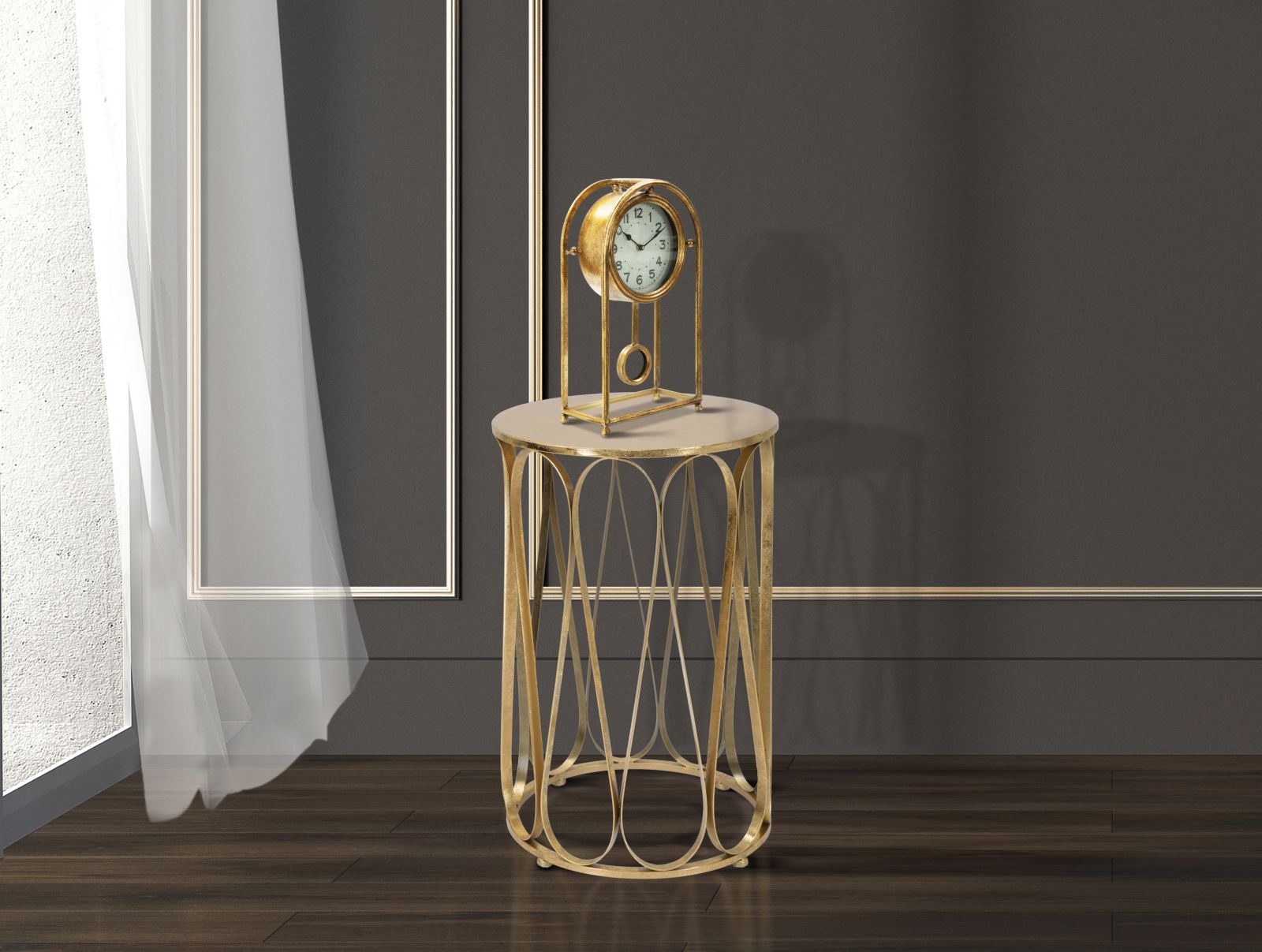 Tavolinetto Venice Ø37x58 cm in Ferro Oro