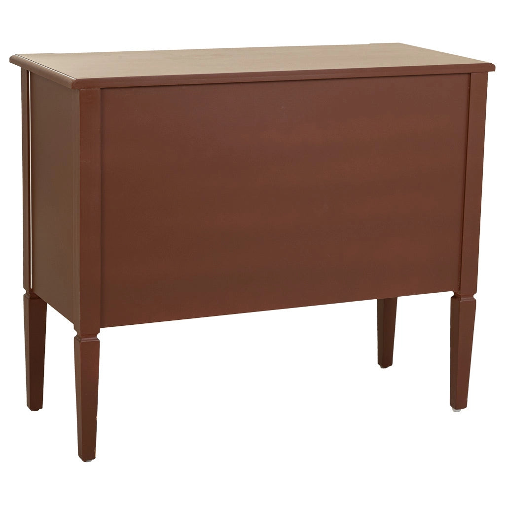 Cassettiera in legno e rattan con due cassetti marroni, 88x38x72h cm