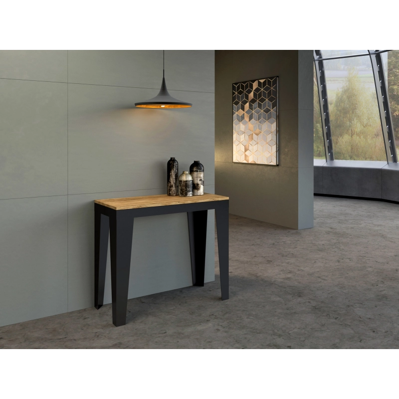 Consolle allungabile 90x40/300 cm Flame Evolution telaio Antracite - Quercia Natura