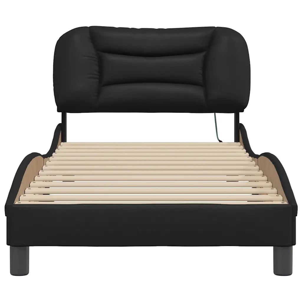 Giroletto con LED senza Materasso-Struttura Letto Hvar Nero 80x200 cm