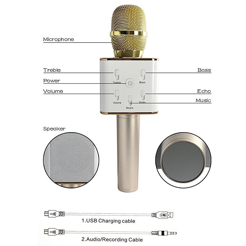 Trade Shop - Microfono Bluetooth Wireless Doppio Altoparlante Speaker Bluetooth Portatile -