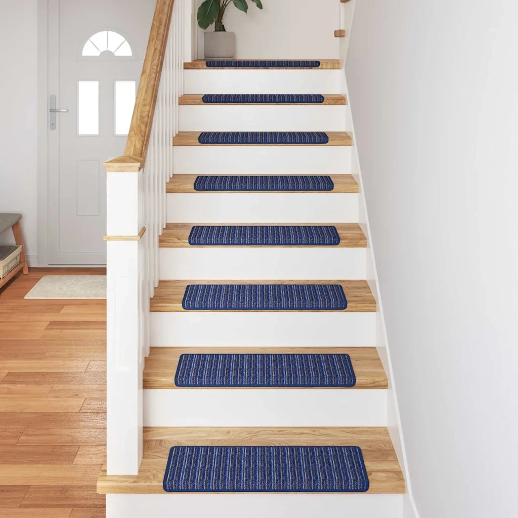 Tappetini per scale autoadesivi 15 pz | Gradini per Scale Blu 65 x 21 x 4 cm