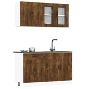 vidaXL Set Mobili da Cucina 4 pz Kalmar Rovere Fumo Legno Multistrato
