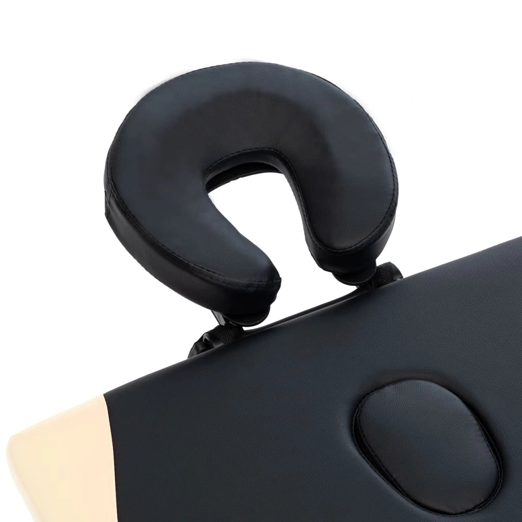 Lettino da massaggio pieghevole OK 2 sezioni acciaio inox nero e beige 02_0001806
