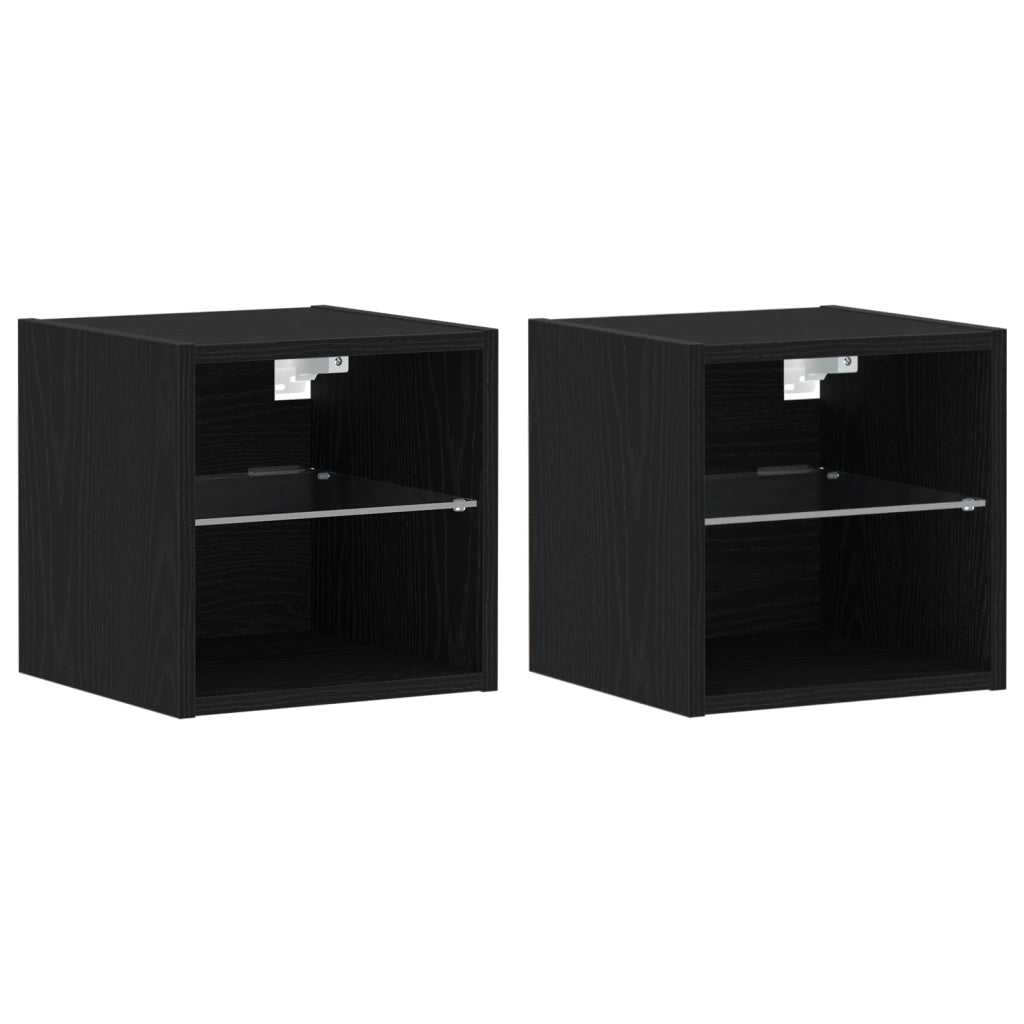 Mobile TV LED  2 pezzi Nero Rovere 30x28,5x30 cm Legno ingegnerizzato