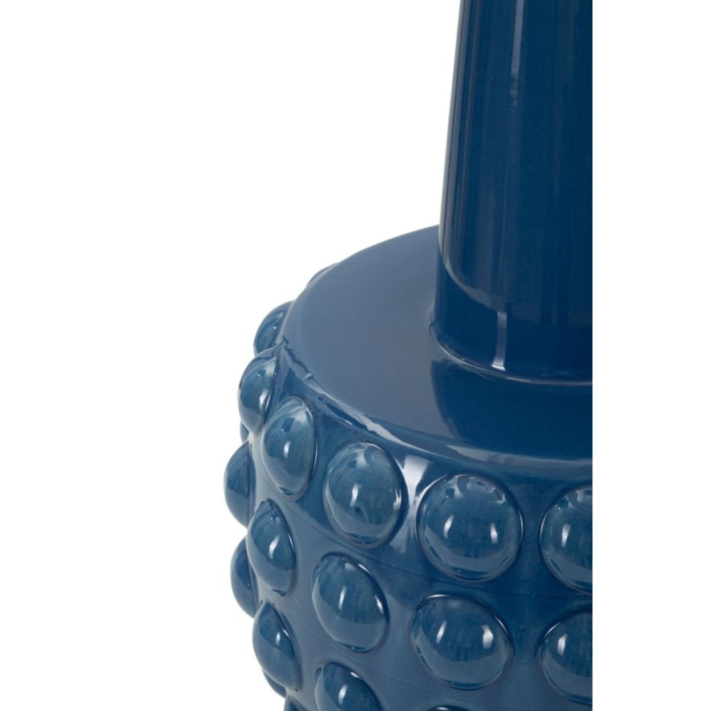 Lampada da tavolo Gress in ceramica blu e tessuto