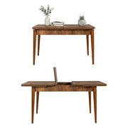 Tavolo allungabile Dorotea, Consolle con allunghe, Tavolo da pranzo multiuso, Ripiano estensibile da cucina, 130x80h77 cm, Noce