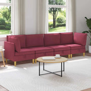 Set di mobili per il soggiorno 4 pcs Rosso Vino Tessuto 3413689