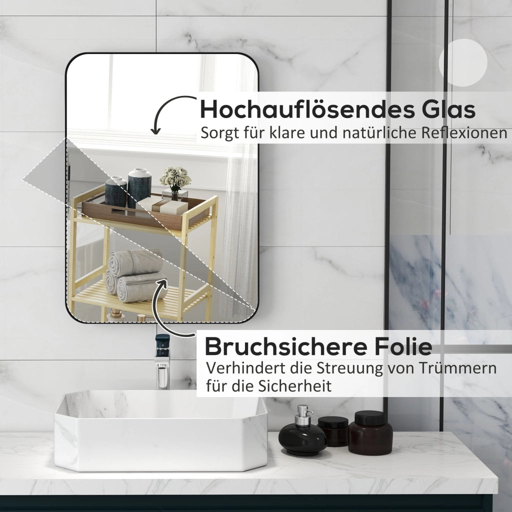 Specchio da Bagno con Cornice in Metallo ¨C Minimal ¨C Nero 50x70 cm