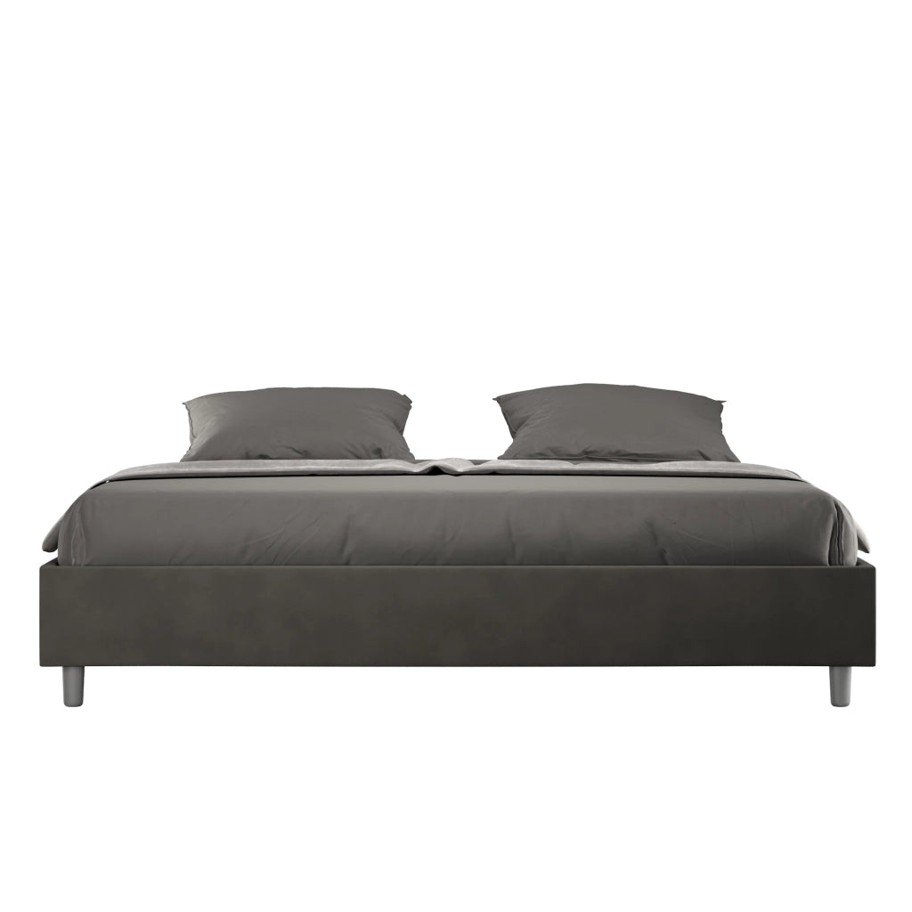 BS COM Letto con rete imbottito 180x190 microfibra grigio