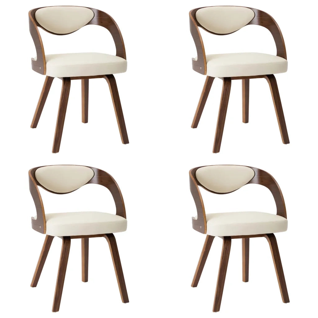 Sedie da Pranzo 4 pz in Legno Curvato e Similpelle Crema 278840