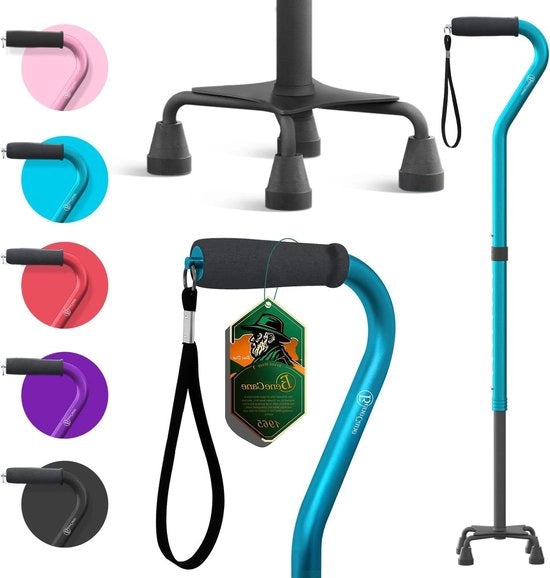 Quad-wandelstok opvouwbaar - 4 sezioni - robusto e trasportabile