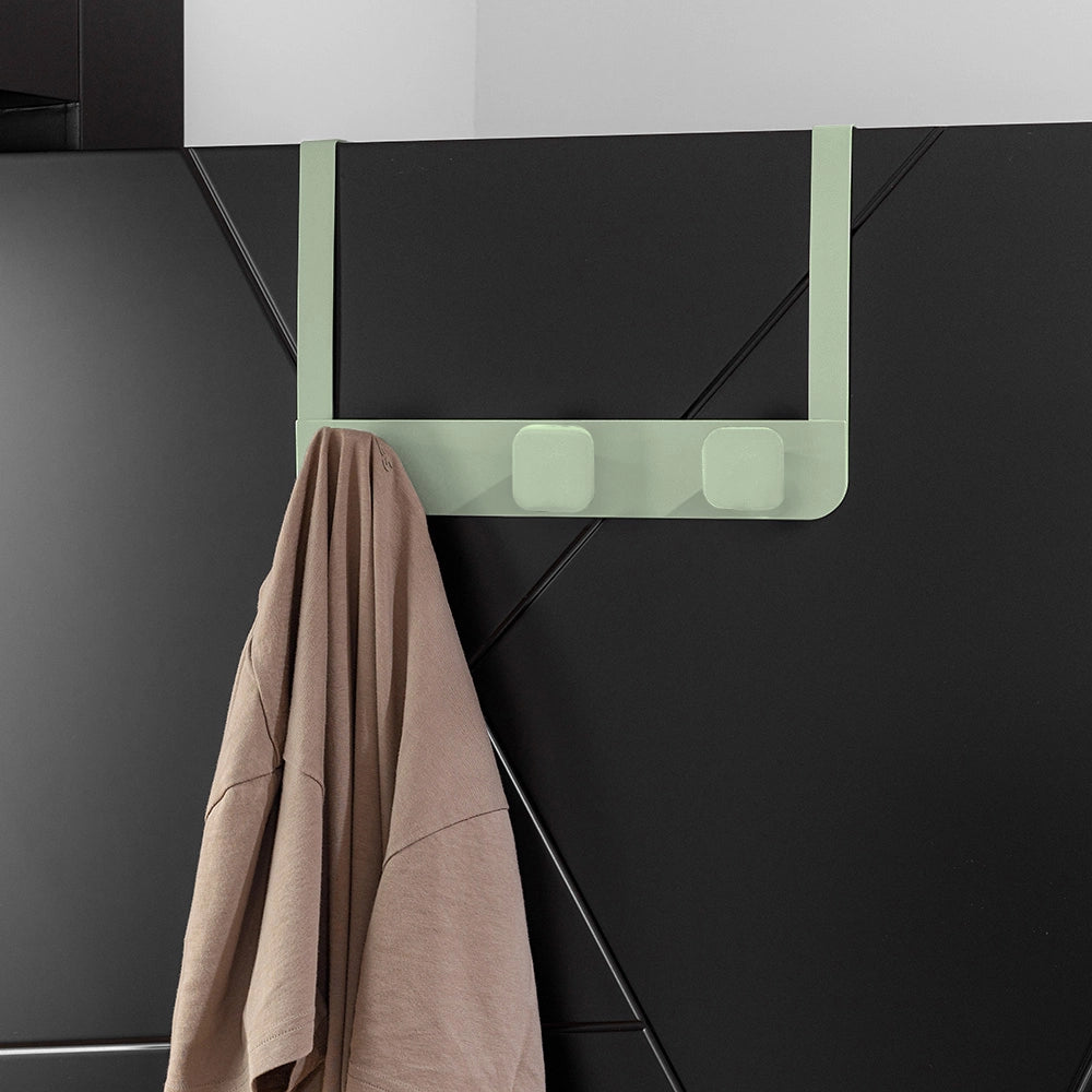 Gancio bagno triplo in acciaio e plastica verde quadrato Fiore