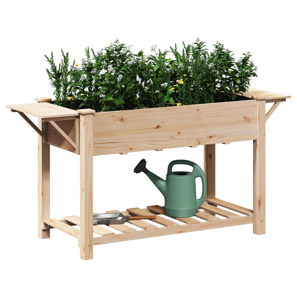 Vasca da giardino  con ripiani 155x59x76 cm in legno massello di abete