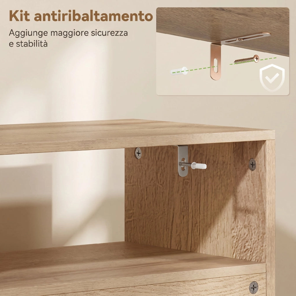 Scarpiera Salvaspazio Slim 120x29x80 cm con 2 Ante a Ribalta e Ripiani Regolabili Rimovibili per 8 Paia in MDF Noce