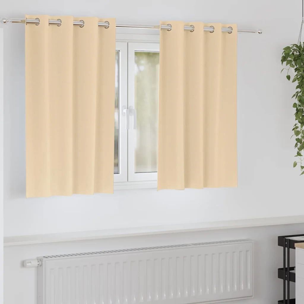 Tende Blackout con Anelli 2 pz Crema 140 x 140 cm Poliestere 4107373