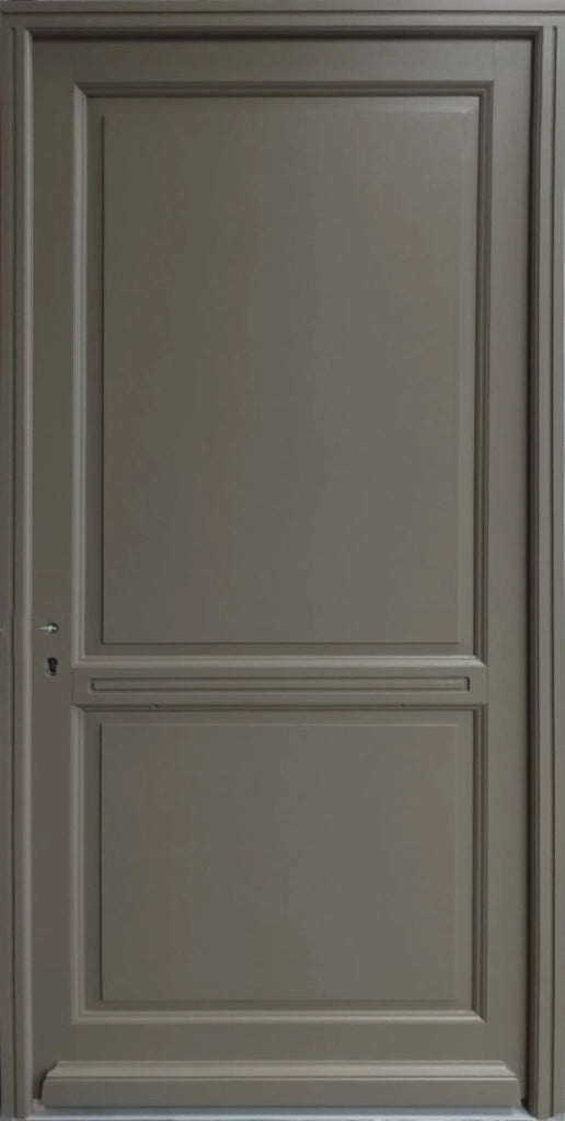 Porta d'ingresso in Legno Massello, Elixir, Verde RAL7002, H.215xl.90 p. tabella delle dimensioni destra senza maniglia