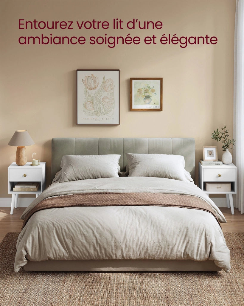 Comodini/tavolini con cassetto 28 x 39 x 55 cm e vano aperto gambe in legno tavolini per soggiorno camera da letto divano bianco 12_0007699