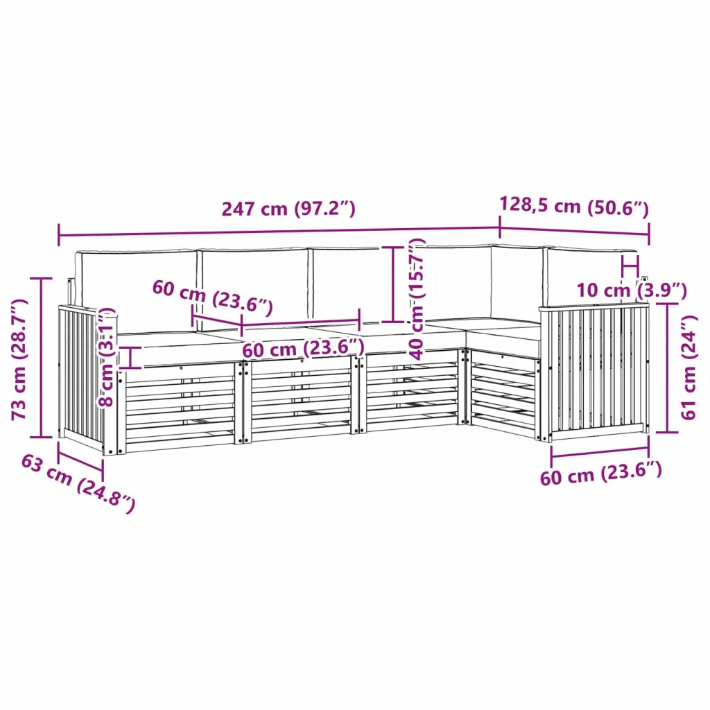 Set divano sezionale con cuscino 5 pcs Naturale e Antracite 3374807