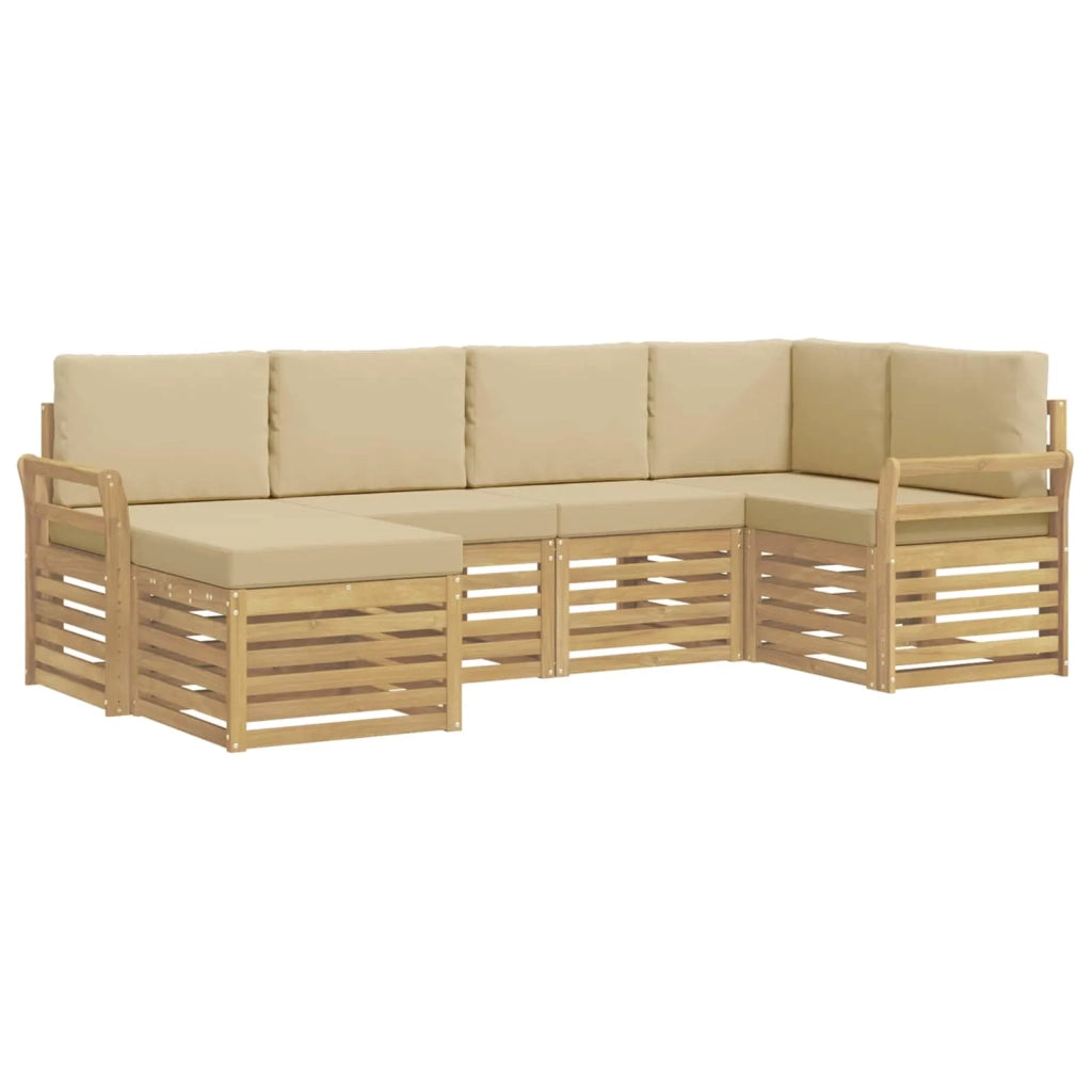 Set di divani da esterno 6 pcs Bianco e Beige Poliestere 3392118