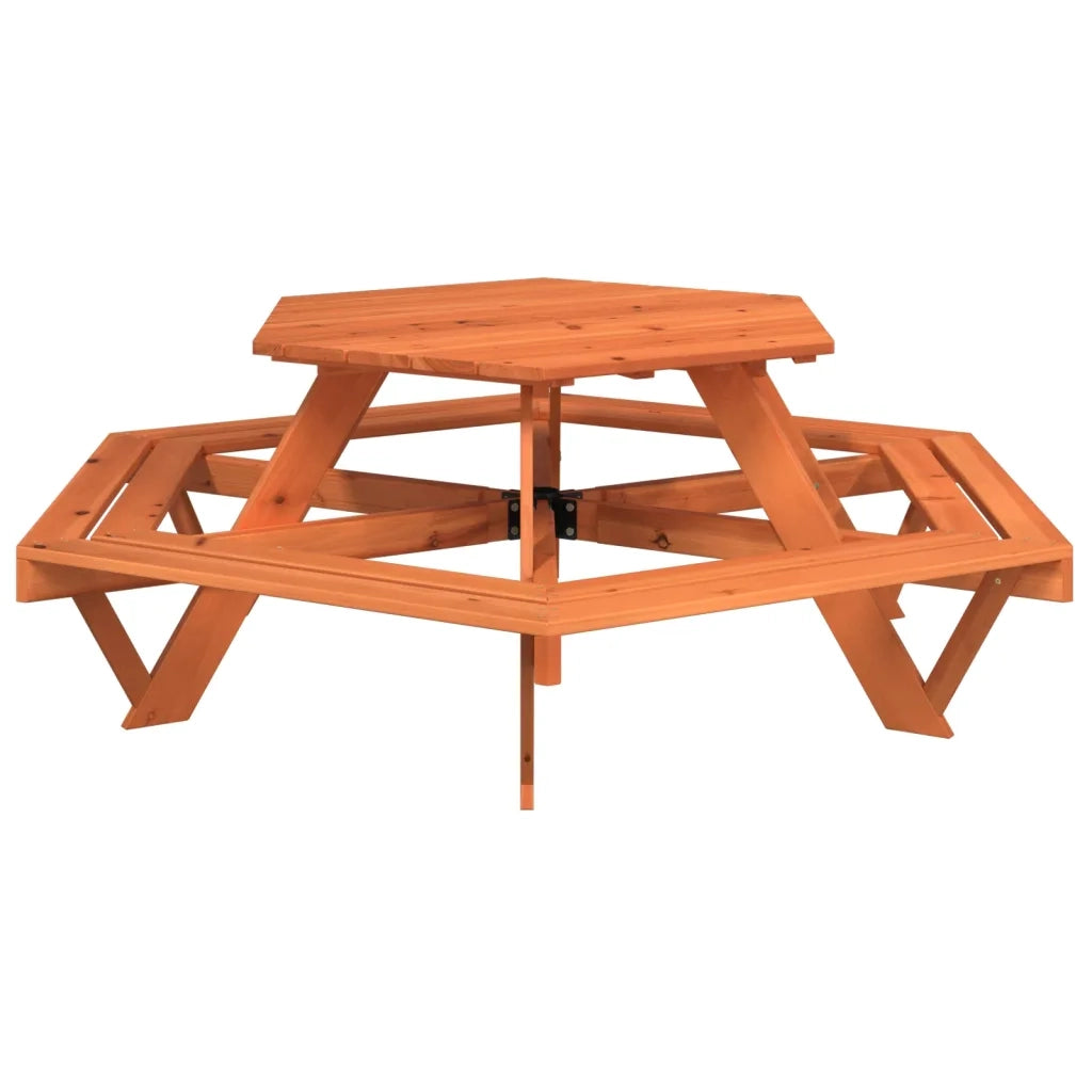 Tavolo Picnic per 6 Bambini con Ombrellone Esagono Legno Abete 3281628