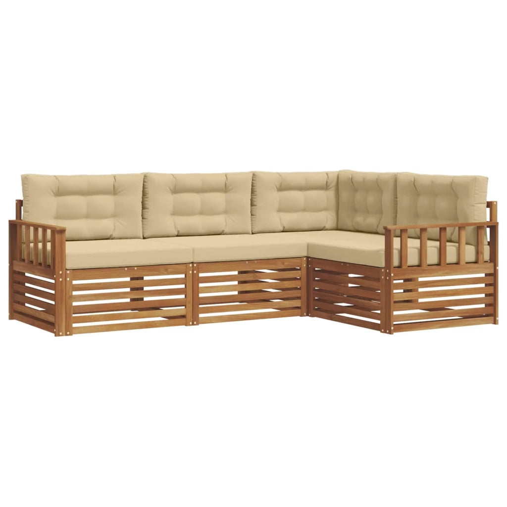 Set di divani da esterno con cuscino 4 pcs Naturale e Beige