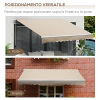 Tenda da Sole per Esterno Avvolgibile a Bracci con Apertura a Manovella, 350x250 cm, Crema