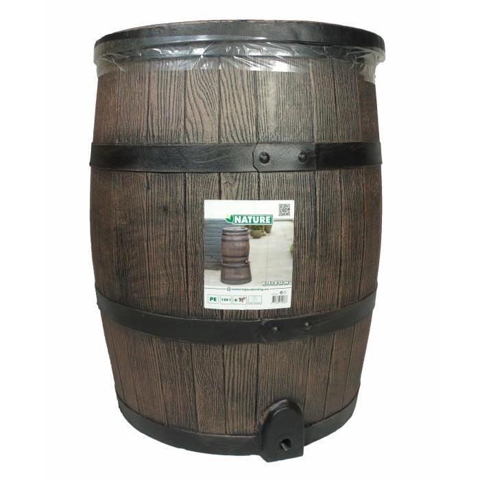Raccoglitore d'acqua a forma di botte - NATURE - In PE rotostampato - 120 litri - Include accessori