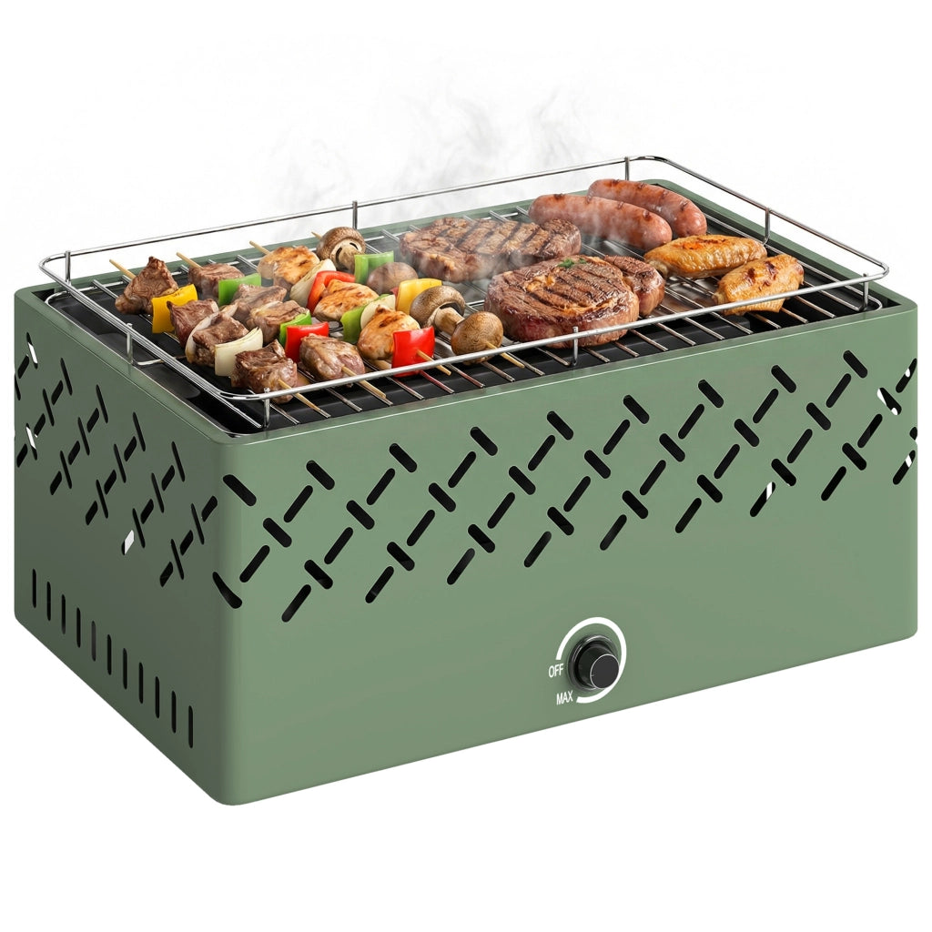 Barbecue Portatile a Carbone con Ventilatore Integrato per Esterni, Verde Chiaro