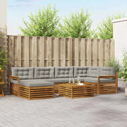 Set di divani da esterno 7 pcs Grigio Naturale e Chiaro