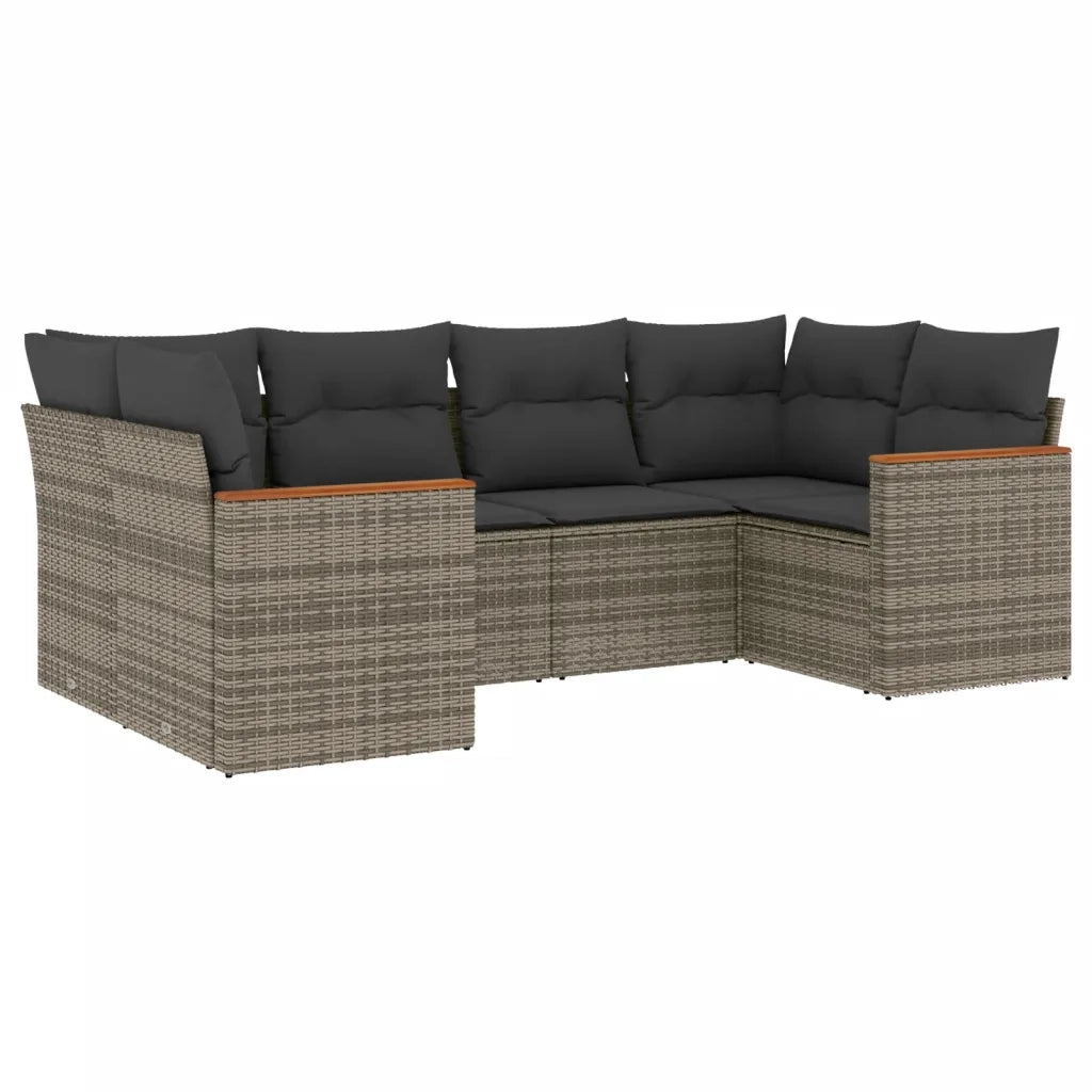 Set Divano da Giardino 6 pz con Cuscini Grigio in Polyrattan 3258665